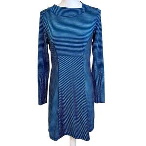 PRANA Blue‎ Striped Long Sleeve Knit Dress Sz S Stretch Casual Office Work